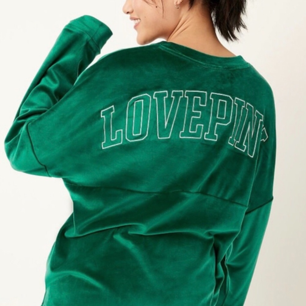 New Victoria Secret Pink Velour Pullover XL